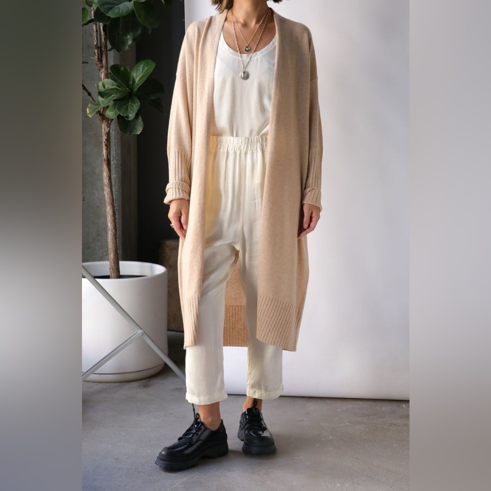 NWT $795 Nili Lotan Makenna Open Front Cashmere Cardigan In Oatmeal